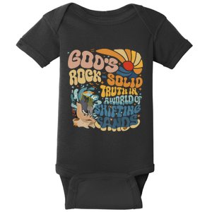 GodS Rocksolid Retro Beach Vbs 2024 Christian Baby Bodysuit