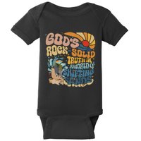 GodS Rocksolid Retro Beach Vbs 2024 Christian Baby Bodysuit