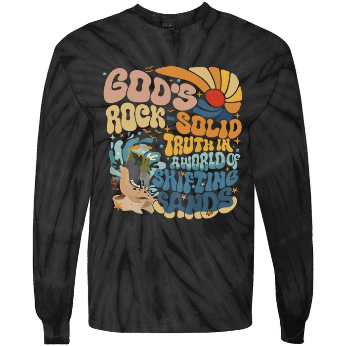 GodS Rocksolid Retro Beach Vbs 2024 Christian Tie-Dye Long Sleeve Shirt