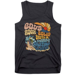 GodS Rocksolid Retro Beach Vbs 2024 Christian Tank Top