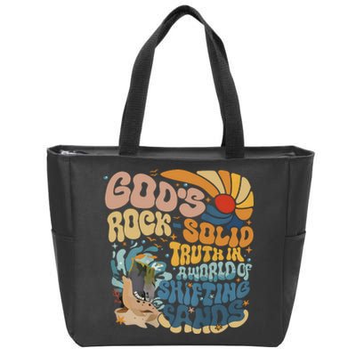 GodS Rocksolid Retro Beach Vbs 2024 Christian Zip Tote Bag