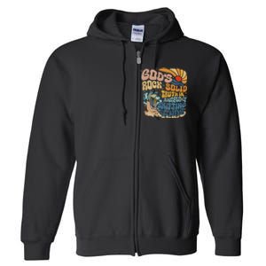 GodS Rocksolid Retro Beach Vbs 2024 Christian Full Zip Hoodie