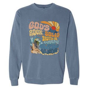 GodS Rocksolid Retro Beach Vbs 2024 Christian Garment-Dyed Sweatshirt