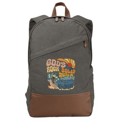 GodS Rocksolid Retro Beach Vbs 2024 Christian Cotton Canvas Backpack