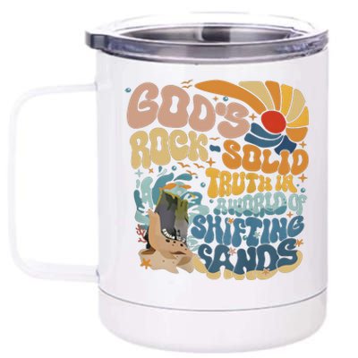 GodS Rocksolid Retro Beach Vbs 2024 Christian 12 oz Stainless Steel Tumbler Cup