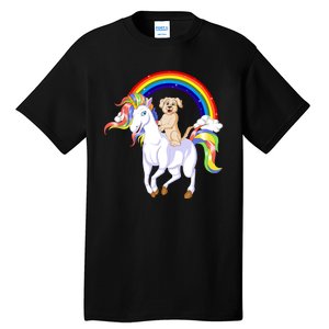 Golden Retriver Riding Unicorn Tall T-Shirt