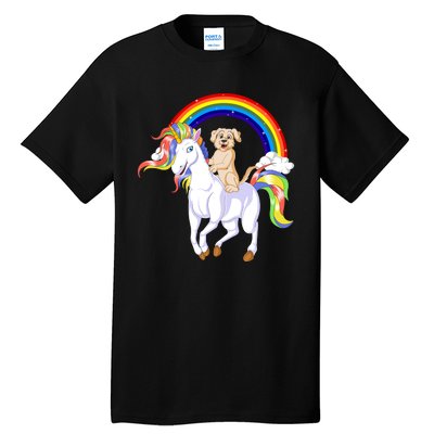 Golden Retriver Riding Unicorn Tall T-Shirt