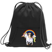 Golden Retriver Riding Unicorn Sweatshirt Cinch Pack Bag