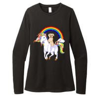 Golden Retriver Riding Unicorn Womens CVC Long Sleeve Shirt