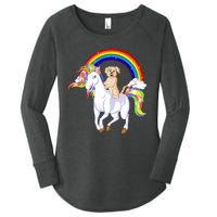 Golden Retriver Riding Unicorn Women's Perfect Tri Tunic Long Sleeve Shirt