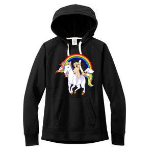 Golden Retriver Riding Unicorn Women's Fleece Hoodie