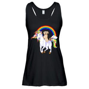 Golden Retriver Riding Unicorn Ladies Essential Flowy Tank