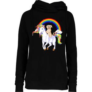 Golden Retriver Riding Unicorn Womens Funnel Neck Pullover Hood