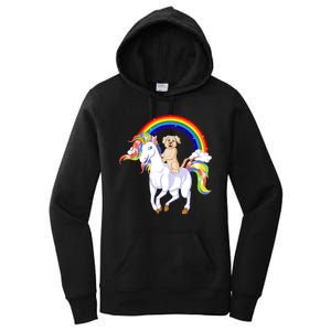 Golden Retriver Riding Unicorn Women's Pullover Hoodie