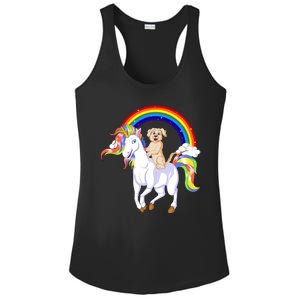 Golden Retriver Riding Unicorn Ladies PosiCharge Competitor Racerback Tank