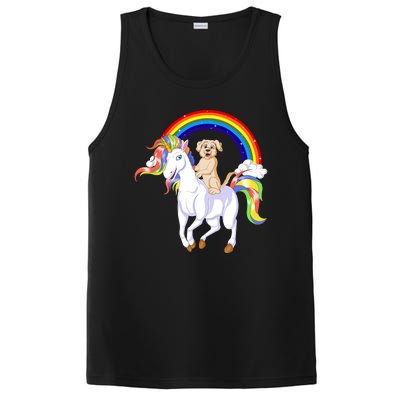 Golden Retriver Riding Unicorn PosiCharge Competitor Tank