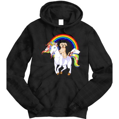 Golden Retriver Riding Unicorn Tie Dye Hoodie