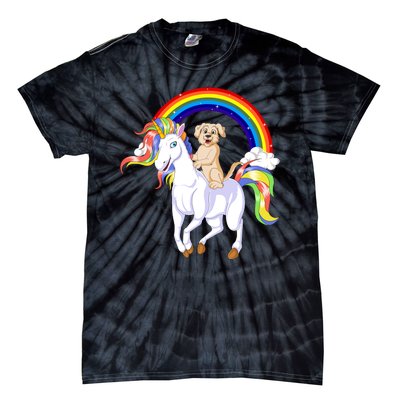 Golden Retriver Riding Unicorn Tie-Dye T-Shirt