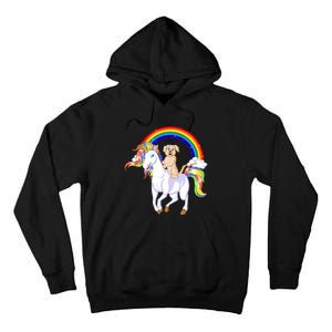 Golden Retriver Riding Unicorn Tall Hoodie