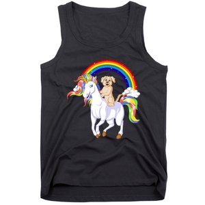 Golden Retriver Riding Unicorn Tank Top