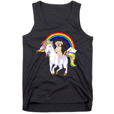 Golden Retriver Riding Unicorn Tank Top