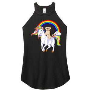 Golden Retriver Riding Unicorn Women's Perfect Tri Rocker Tank