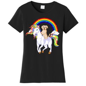 Golden Retriver Riding Unicorn Women's T-Shirt