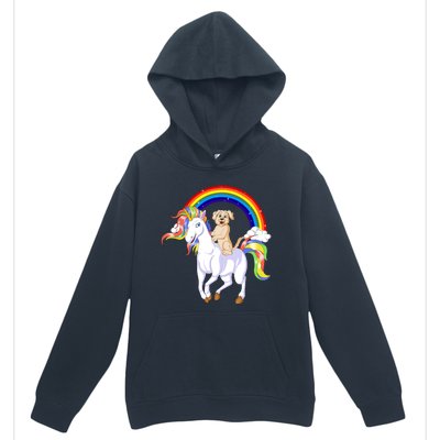 Golden Retriver Riding Unicorn Urban Pullover Hoodie