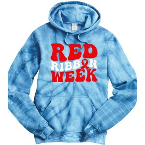 Groovy Red Ribbon Week We Wear Red For Awareness Tie Dye Hoodie