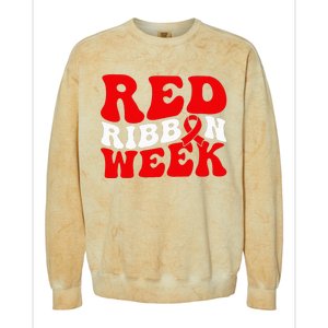 Groovy Red Ribbon Week We Wear Red For Awareness Colorblast Crewneck Sweatshirt