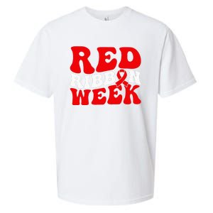 Groovy Red Ribbon Week We Wear Red For Awareness Sueded Cloud Jersey T-Shirt