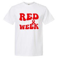 Groovy Red Ribbon Week We Wear Red For Awareness Garment-Dyed Heavyweight T-Shirt