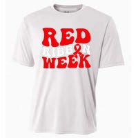 Groovy Red Ribbon Week We Wear Red For Awareness Cooling Performance Crew T-Shirt