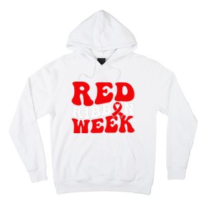 Groovy Red Ribbon Week We Wear Red For Awareness Hoodie