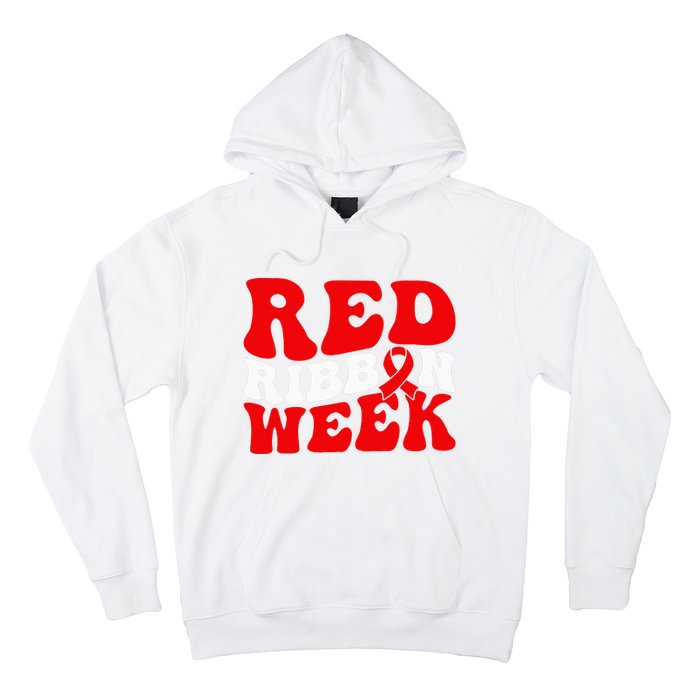 Groovy Red Ribbon Week We Wear Red For Awareness Hoodie