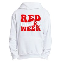 Groovy Red Ribbon Week We Wear Red For Awareness Urban Pullover Hoodie