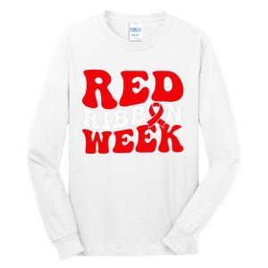 Groovy Red Ribbon Week We Wear Red For Awareness Tall Long Sleeve T-Shirt