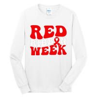 Groovy Red Ribbon Week We Wear Red For Awareness Tall Long Sleeve T-Shirt