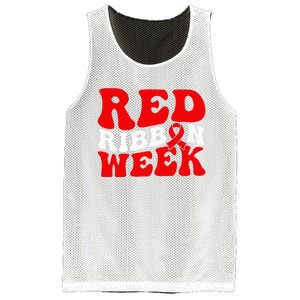 Groovy Red Ribbon Week We Wear Red For Awareness Mesh Reversible Basketball Jersey Tank