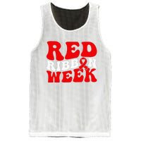 Groovy Red Ribbon Week We Wear Red For Awareness Mesh Reversible Basketball Jersey Tank