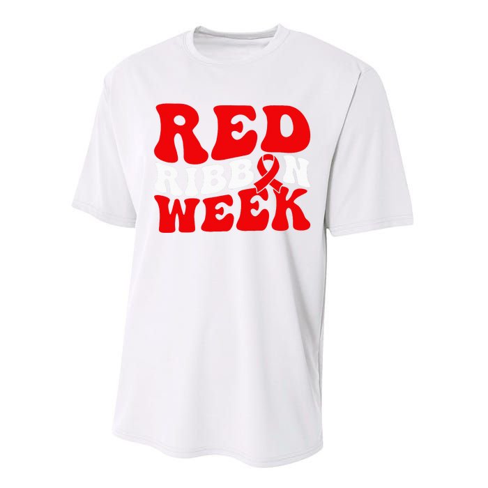 Groovy Red Ribbon Week We Wear Red For Awareness Performance Sprint T-Shirt