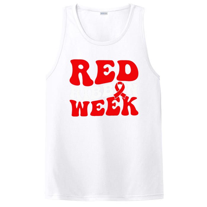 Groovy Red Ribbon Week We Wear Red For Awareness PosiCharge Competitor Tank