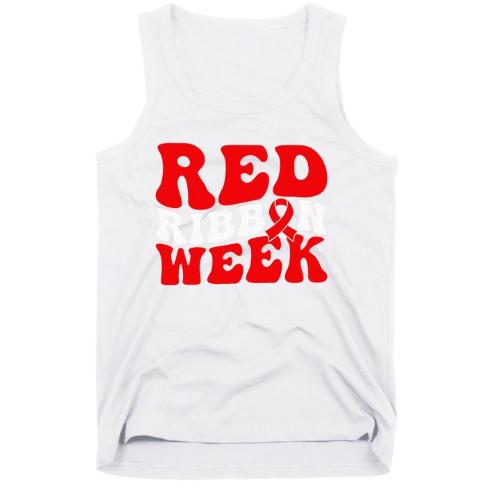 Groovy Red Ribbon Week We Wear Red For Awareness Tank Top