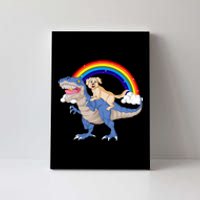 Golden Retriver Riding Dinosaur Canvas