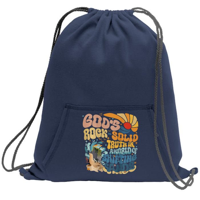 GodS Rocksolid Retro Breaker Rock Beach Vbs 2024 Christian Sweatshirt Cinch Pack Bag