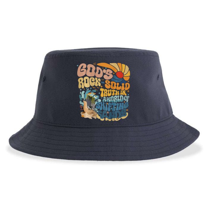 GodS Rocksolid Retro Breaker Rock Beach Vbs 2024 Christian Sustainable Bucket Hat