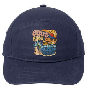 GodS Rocksolid Retro Breaker Rock Beach Vbs 2024 Christian 7-Panel Snapback Hat