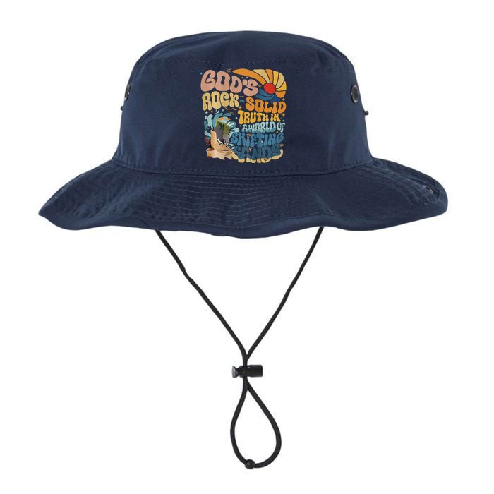 GodS Rocksolid Retro Breaker Rock Beach Vbs 2024 Christian Legacy Cool Fit Booney Bucket Hat