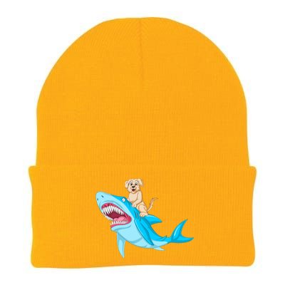 Golden Retriver Riding Shark Knit Cap Winter Beanie