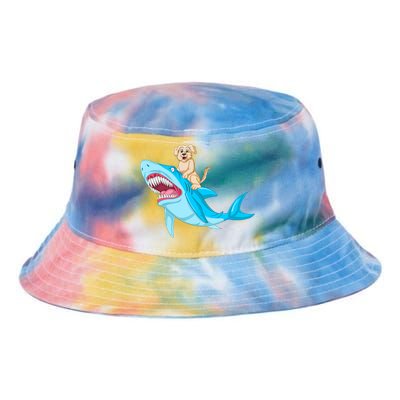 Golden Retriver Riding Shark Tie Dye Newport Bucket Hat